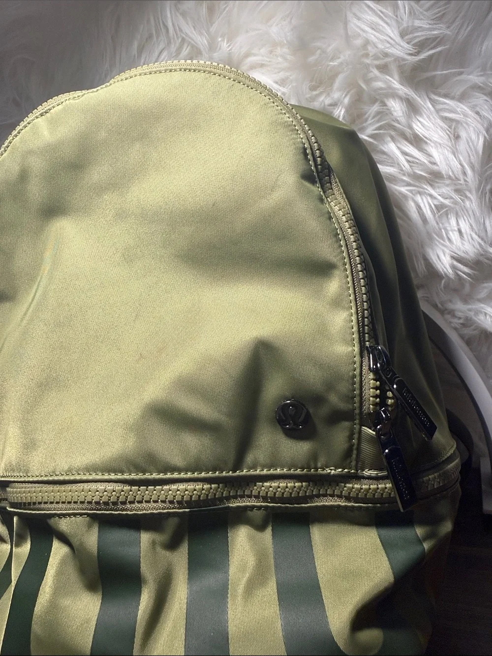 lululemon athletica Olive Green Mini Backpack with Striped Base